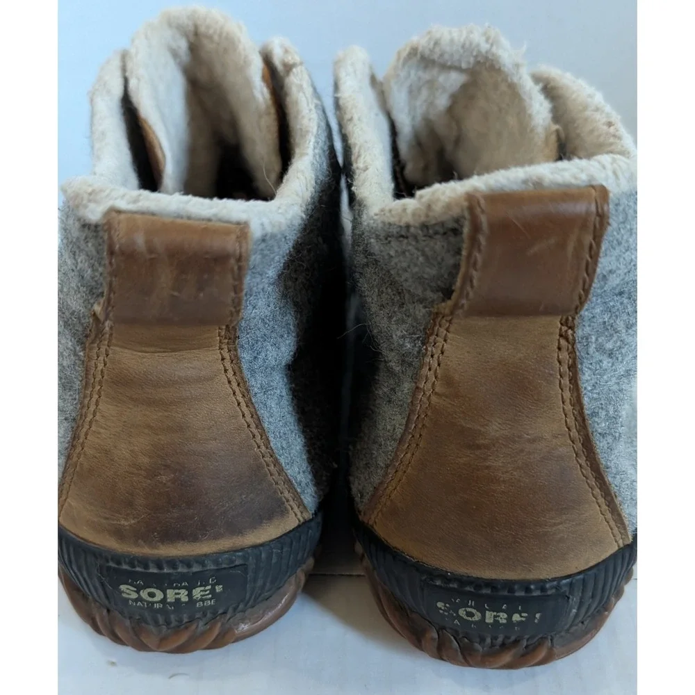 Sorel Women's Waterproof Duck Boots Gray Felt Faux Fur Lined Size 11